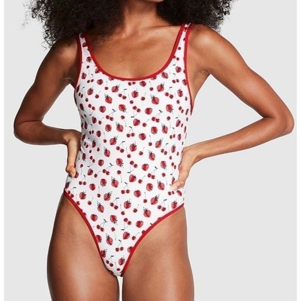 VS PINK by Frankies Bikinis SUMMER BERRIES ONE PIECE LARGE RARE HARD TO FIND